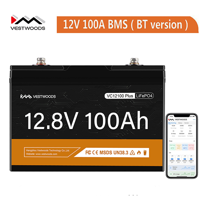 Vestwoods 12V 100Ah Lithium LiFePO4 Battery | 1.28kWh 12v